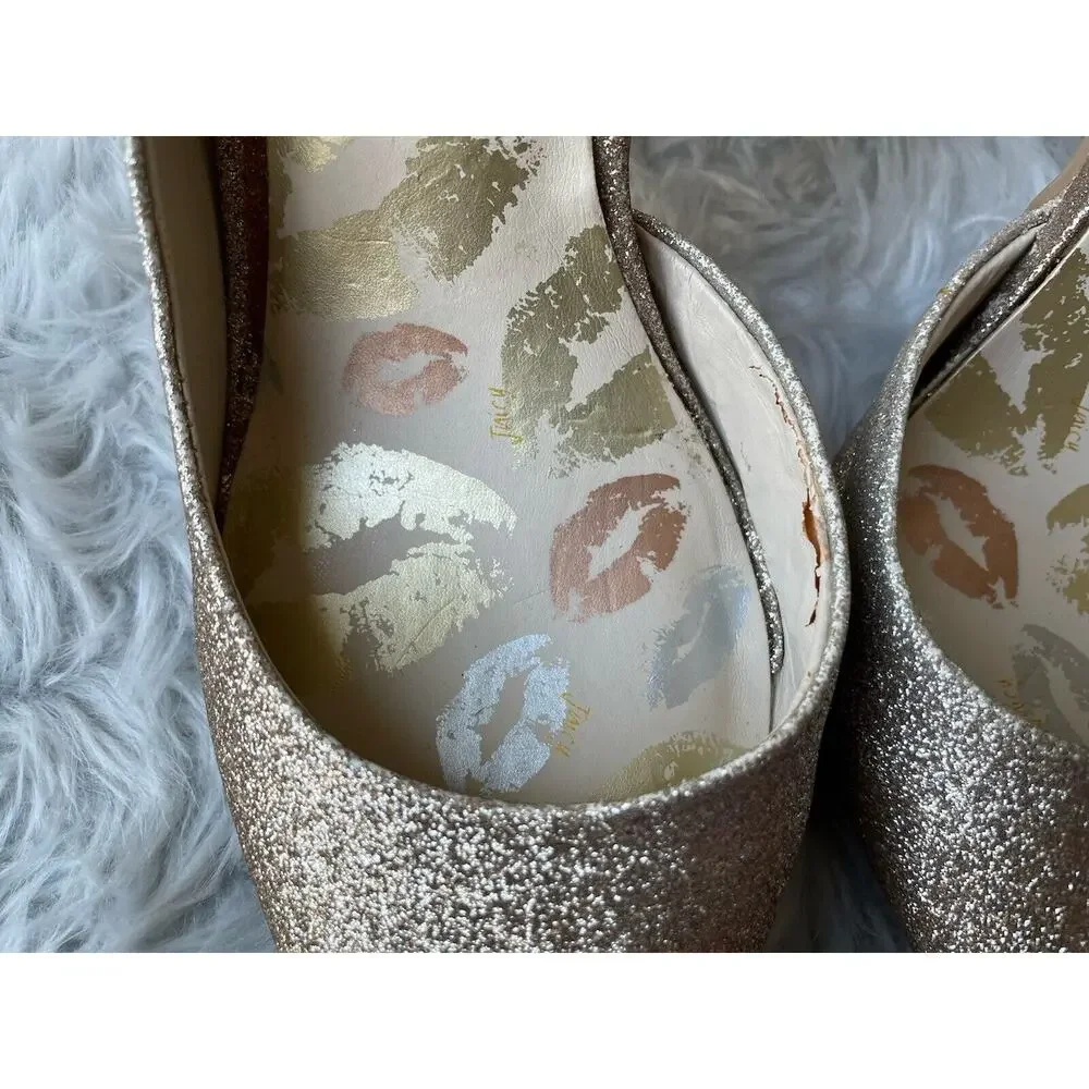 Juicy Couture Women's Glitter Heels‎ Size 7 Champagne Gold
